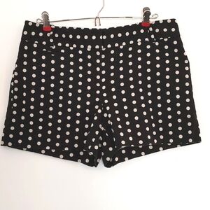 Loft Womens Marisa Shorts Polka Dot 4 inch inseam Black White Mid Rise /Size 8